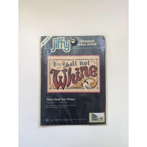 Vintage Jiffy "Thou Shalt Not Whine" Stamped Cross Stitch Kit from Dimensions - Picture 6 of 6